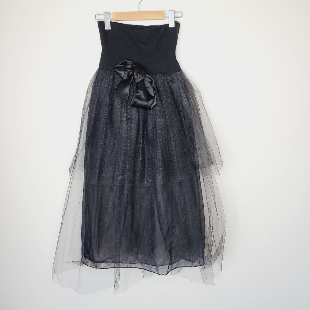 VINTAGE RECTANGLE BLANC PARIS Black Tulle Skirt - Picture 3 of 15